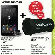 Volkano 7" 3G Dual Sim Calling Tablet+ Bazooka Speaker