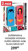 Emtec Superman & Wonder Woman Super Heroes 16GB Flash Drive Set Of 2 Pack