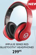 Volkano Impulse Series Red Bluetooth Headphones