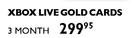 XBox Live Gold Card For 3 Months