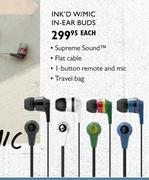 Skullcandy Ink'D W/Mic In-Ear Buds-Each