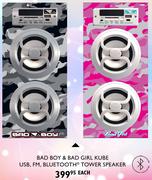 Bad Boy & Bad Girl Kube USB, FM, Bluetooth Tower Speaker-Each