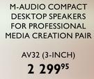 M-Audio 3" Compact Desktop Speakers For Professional Media Creation Pair AV32