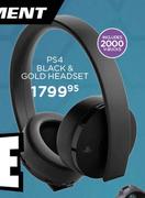PS4 Black & Gold Headset Including 2000 V-Bucks