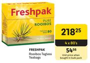 Freshpak Rooibos Tagless Teabags-4 x 80's Pack
