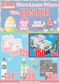 Boxer Liquor Free State & North West : More Lower Prices This Easter (23 March - 10 April 2023), page 1