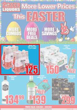 Boxer Liquor Free State & North West : More Lower Prices This Easter (23 March - 10 April 2023), page 1