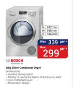 Bosch 8Kg Silver Condenser Dryer WTB8620SZA