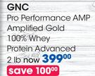 GNC Pro Performance AMP Amplified Gold 100% Whey Protein Advanced 2 lb-Each