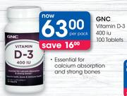 GNC Vitamin D-3 400 iu 100 Tablets-Per Pack