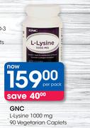 GNC L-Lysine 1000mg 90 Vegetarian Caplets-Per Pack