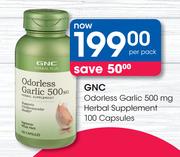 GNC Odorless Garlic 500mg Herbal Supplement 100 Capsules-Per Pack