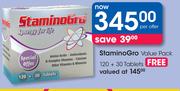 StaminoGro Value Pack-120 + 30 Tablets Free-Per Offer