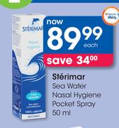 Sterimar Sea Water Nasal Hygiene Pocket Spray-50ml Each