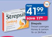 Strepsils Throat Lozenges Honey & Lemon 16 Or 24 Pack-Per Pack