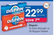 Disprin 16 Extra Strength Or 24 Regular Tablets-Per Pack