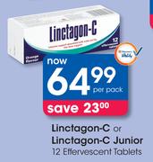 Linctagon-C Or Linctagon-C Junior 12 Effervescent Tablets-Per Pack