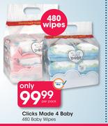 Clicks Made 4 Baby 480 Baby Wipes-Per Pack