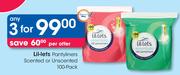 Lil-Lets Pantyliners Scented Or Unscented 3x100-Pack Per Offer