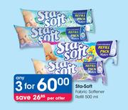 Sta-Soft Fabric Softener Refill-3x500ml Per Offer