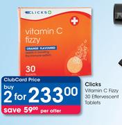 2 x Clicks Vitamin C Fizzy 30 Effervescent Tablets-Per Offer
