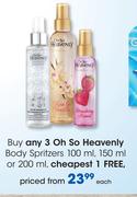 Oh So Heavenly Body Spritzers-100ml/150ml Or 200ml Each