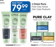 L'Oreal Paris Pure Clay Facial Skin Care Products-Each