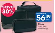 Clicks Black PVC Toiletry Bags-Each