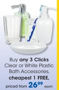 Clicks Clear Or White Plastic Bath Accessories-Each