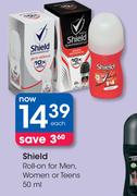 Shield Roll On For Men, Women Or Teens-50ml Each
