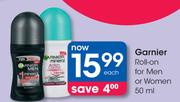 Garnier Roll On For Men Or Women-50ml Each