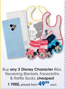 Disney Character Bibs, Receiving Blankets, Facecloths & Rattle Socks-Each