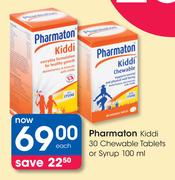 Pharmaton Kiddi 30 Chewable Tablets Or Syrup-100ml Each