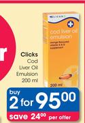 Clicks Cod Liver Oil Emulsion-2 x 200ml 