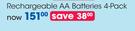 Energizer Rechargeable AA Batteries 4 Pack-Per Pack