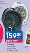 Safeway Fan Heater Black JA2475 Or White JA2462-Each