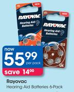 Rayovac Hearing Aid Batteries 6 Pack-Per Pack