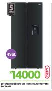 Defy 496L Nett Blk Glass SxS + WD Fridge DFF456 20-576