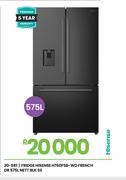 Hisense 575L Nett Blk French DR SS Fridge H760FSB-WD 20-581