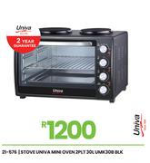 Univa 30L Mini Oven 2 PLT Blk Stove UMK30B 21-576