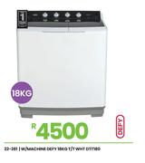 Defy 18Kg T/T WHT Washing Machine DTT180 22-281