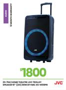 JVC 10" (2x1) 800W BT + Mic Home Theatre Trolley Speaker XS-N518PB