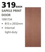 Sapele Print Door-813 x 2032mm Each
