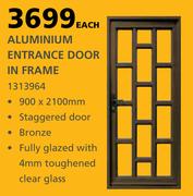 Aluminium Entrance Door In Frame 900 x 2100mm-Each
