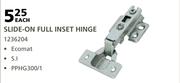 Slide On Full Inset Hinge-Each