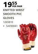 Knitted Wrist Smooth PVC Gloves SAF00041-Per Pair