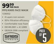FFP2/KN95 Face Mask Pack Of 5-Per Pack