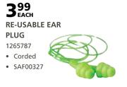 Re-Usable Ear Plug SAF00036-Each