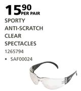Sporty Anti-Scratch Clear Spectacles SAF00024-Per Pair