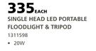 Single Head LED Portable Floodlight & Tripod-20W Each